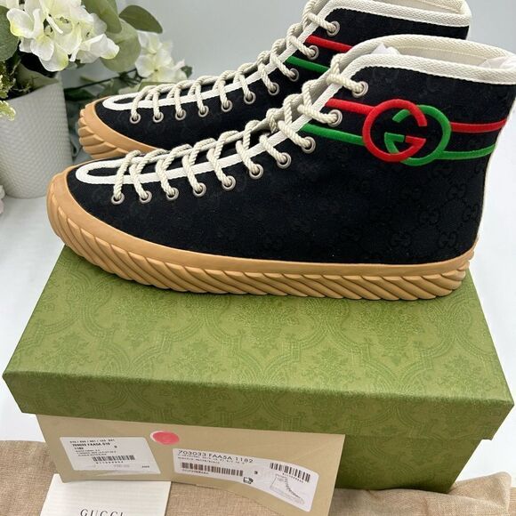 Men’s Gucci interlocking G high top sneakers size 9 made in Spain - Picture 9 of 9